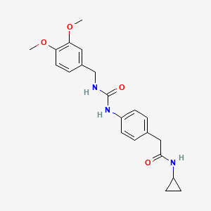 molecular formula C21H25N3O4 B2387553 N-cyclopropyl-2-(4-(3-(3,4-dimethoxybenzyl)ureido)phenyl)acetamide CAS No. 1207028-89-4