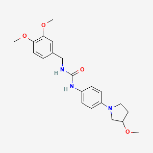 molecular formula C21H27N3O4 B2387574 1-[(3,4-dimethoxyphenyl)methyl]-3-[4-(3-methoxypyrrolidin-1-yl)phenyl]urea CAS No. 1797083-25-0