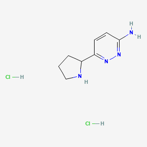 molecular formula C8H14Cl2N4 B2387607 6-(Pyrrolidin-2-yl)pyridazin-3-amine dihydrochloride CAS No. 1989671-76-2