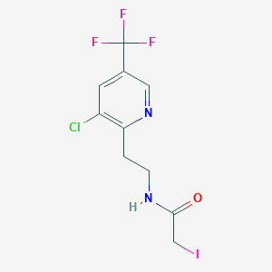 molecular formula C10H9ClF3IN2O B2387608 N-{2-[3-chloro-5-(trifluoromethyl)pyridin-2-yl]ethyl}-2-iodoacetamide CAS No. 2059280-46-3