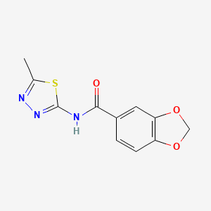molecular formula C11H9N3O3S B2387619 N-(5-methyl-1,3,4-thiadiazol-2-yl)-1,3-benzodioxole-5-carboxamide CAS No. 349441-06-1