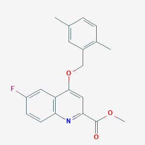 molecular formula C20H18FNO3 B2387627 Methyl 4-((2,5-dimethylbenzyl)oxy)-6-fluoroquinoline-2-carboxylate CAS No. 1359508-93-2