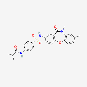 molecular formula C25H25N3O5S B2387631 N-(4-(N-(8,10-dimethyl-11-oxo-10,11-dihydrodibenzo[b,f][1,4]oxazepin-2-yl)sulfamoyl)phenyl)isobutyramide CAS No. 922094-90-4