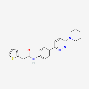 molecular formula C21H22N4OS B2387640 N-(4-(6-(piperidin-1-yl)pyridazin-3-yl)phenyl)-2-(thiophen-2-yl)acetamide CAS No. 941946-05-0