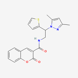 molecular formula C21H19N3O3S B2387651 N-(2-(3,5-dimethyl-1H-pyrazol-1-yl)-2-(thiophen-2-yl)ethyl)-2-oxo-2H-chromene-3-carboxamide CAS No. 2034497-15-7