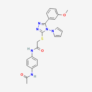 molecular formula C23H22N6O3S B2387693 N-(4-acetamidophenyl)-2-((5-(3-methoxyphenyl)-4-(1H-pyrrol-1-yl)-4H-1,2,4-triazol-3-yl)thio)acetamide CAS No. 896320-02-8