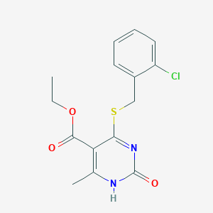 molecular formula C15H15ClN2O3S B2387695 ethyl 4-{[(2-chlorophenyl)methyl]sulfanyl}-6-methyl-2-oxo-1,2-dihydropyrimidine-5-carboxylate CAS No. 899727-31-2
