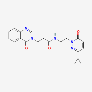 molecular formula C20H21N5O3 B2387709 N-(2-(3-cyclopropyl-6-oxopyridazin-1(6H)-yl)ethyl)-3-(4-oxoquinazolin-3(4H)-yl)propanamide CAS No. 2034468-07-8