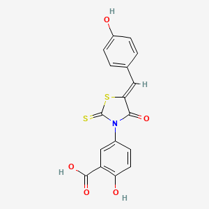 2-hydroxy-5-[(5Z)-5-[(4-hydroxyphenyl)methylidene]-4-oxo-2-sulfanylidene-1,3-thiazolidin-3-yl]benzoic acid