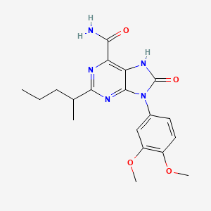 9-(3,4-dimethoxyphenyl)-8-oxo-2-(pentan-2-yl)-8,9-dihydro-7H-purine-6-carboxamide