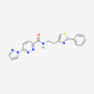 molecular formula C19H16N6OS B2387734 N-(2-(2-phenylthiazol-4-yl)ethyl)-6-(1H-pyrazol-1-yl)pyridazine-3-carboxamide CAS No. 1351631-24-7