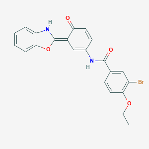 N-[(3E)-3-(3H-1,3-benzoxazol-2-ylidene)-4-oxocyclohexa-1,5-dien-1-yl]-3-bromo-4-ethoxybenzamide