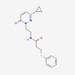 molecular formula C18H21N3O2S B2387772 N-(2-(3-cyclopropyl-6-oxopyridazin-1(6H)-yl)ethyl)-3-(phenylthio)propanamide CAS No. 2034533-60-1