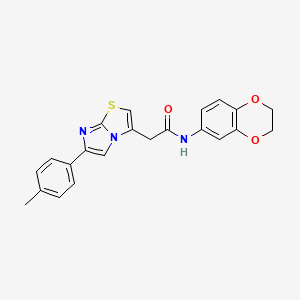 molecular formula C22H19N3O3S B2387774 N-(2,3-dihydro-1,4-benzodioxin-6-yl)-2-[6-(4-methylphenyl)imidazo[2,1-b][1,3]thiazol-3-yl]acetamide CAS No. 897463-42-2