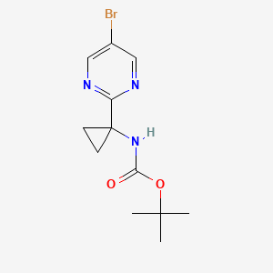 molecular formula C12H16BrN3O2 B2387797 tert-butyl N-[1-(5-bromopyrimidin-2-yl)cyclopropyl]carbamate CAS No. 827628-33-1