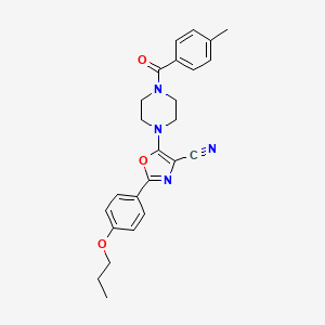 molecular formula C25H26N4O3 B2387800 5-(4-(4-Methylbenzoyl)piperazin-1-yl)-2-(4-propoxyphenyl)oxazole-4-carbonitrile CAS No. 946278-09-7