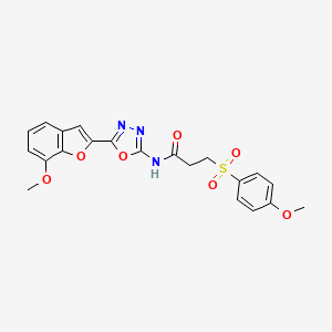 N-(5-(7-methoxybenzofuran-2-yl)-1,3,4-oxadiazol-2-yl)-3-((4-methoxyphenyl)sulfonyl)propanamide