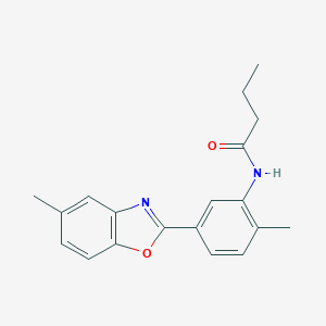molecular formula C19H20N2O2 B238782 N-[2-methyl-5-(5-methyl-1,3-benzoxazol-2-yl)phenyl]butanamide 