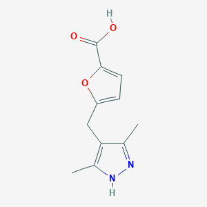 molecular formula C11H12N2O3 B2387836 5-[(3,5-dimethyl-1H-pyrazol-4-yl)methyl]-2-furoic acid CAS No. 1030605-63-0