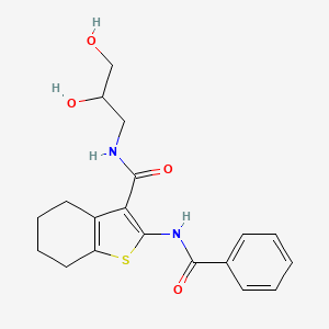 molecular formula C19H22N2O4S B2387845 N-(2,3-dihydroxypropyl)-2-[(phenylcarbonyl)amino]-4,5,6,7-tetrahydro-1-benzothiophene-3-carboxamide CAS No. 333776-39-9
