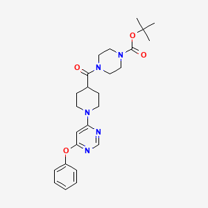 molecular formula C25H33N5O4 B2387846 Tert-butyl 4-[1-(6-phenoxypyrimidin-4-yl)piperidine-4-carbonyl]piperazine-1-carboxylate CAS No. 1115922-99-0