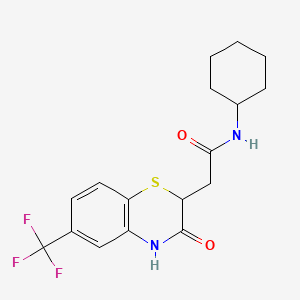 molecular formula C17H19F3N2O2S B2387868 N-cyclohexyl-2-[3-oxo-6-(trifluoromethyl)-3,4-dihydro-2H-1,4-benzothiazin-2-yl]acetamide CAS No. 691368-27-1