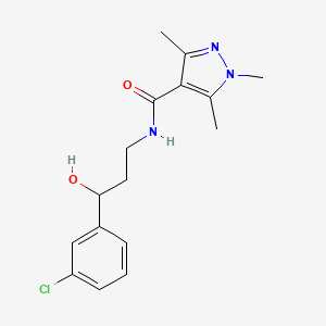 N-(3-(3-chlorophenyl)-3-hydroxypropyl)-1,3,5-trimethyl-1H-pyrazole-4-carboxamide