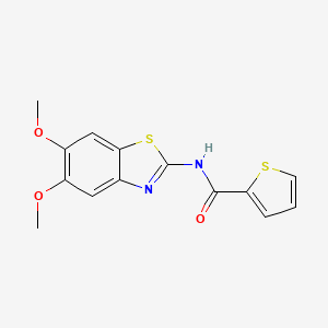 molecular formula C14H12N2O3S2 B2387873 N-(5,6-dimethoxy-1,3-benzothiazol-2-yl)thiophene-2-carboxamide CAS No. 895436-37-0