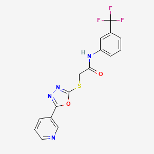 2-[(5-pyridin-3-yl-1,3,4-oxadiazol-2-yl)sulfanyl]-N-[3-(trifluoromethyl)phenyl]acetamide