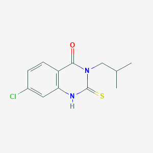 molecular formula C12H13ClN2OS B2387930 7-Chloro-3-(2-methylpropyl)-2-sulfanyl-3,4-dihydroquinazolin-4-one CAS No. 731827-21-7
