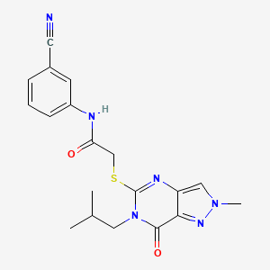 molecular formula C19H20N6O2S B2387943 N-(3-cyanophenyl)-2-((6-isobutyl-2-methyl-7-oxo-6,7-dihydro-2H-pyrazolo[4,3-d]pyrimidin-5-yl)thio)acetamide CAS No. 2309780-16-1