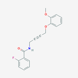molecular formula C18H16FNO3 B2387948 2-fluoro-N-(4-(2-methoxyphenoxy)but-2-yn-1-yl)benzamide CAS No. 1421442-63-8