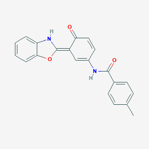 molecular formula C21H16N2O3 B238797 N-[(3E)-3-(3H-1,3-benzoxazol-2-ylidene)-4-oxocyclohexa-1,5-dien-1-yl]-4-methylbenzamide 