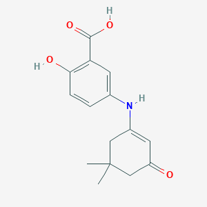 molecular formula C15H17NO4 B2387991 5-(5,5-Dimethyl-3-oxo-cyclohex-1-enylamino)-2-hydroxy-benzoic acid CAS No. 343591-38-8