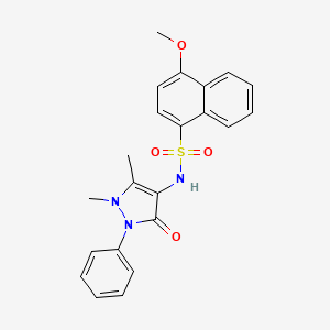 molecular formula C22H21N3O4S B2387994 N-(1,5-dimethyl-3-oxo-2-phenyl-2,3-dihydro-1H-pyrazol-4-yl)-4-methoxynaphthalene-1-sulfonamide CAS No. 298686-91-6