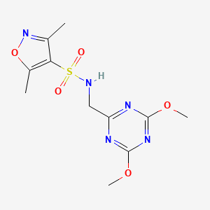 molecular formula C11H15N5O5S B2388005 N-[(4,6-dimethoxy-1,3,5-triazin-2-yl)methyl]-3,5-dimethyl-1,2-oxazole-4-sulfonamide CAS No. 2034538-68-4