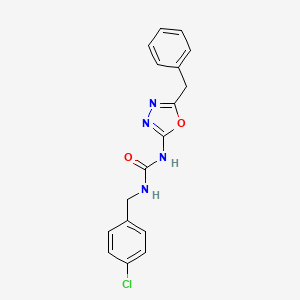 molecular formula C17H15ClN4O2 B2388152 1-(5-Benzyl-1,3,4-oxadiazol-2-yl)-3-(4-chlorobenzyl)urea CAS No. 1211712-44-5