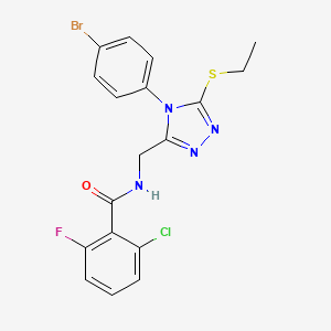 molecular formula C18H15BrClFN4OS B2388179 N-{[4-(4-bromophenyl)-5-(ethylsulfanyl)-4H-1,2,4-triazol-3-yl]methyl}-2-chloro-6-fluorobenzamide CAS No. 391933-30-5