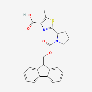 molecular formula C24H22N2O4S B2388187 2-(1-(((9H-Fluoren-9-yl)methoxy)carbonyl)pyrrolidin-2-yl)-5-methylthiazole-4-carboxylic acid CAS No. 2137828-83-0