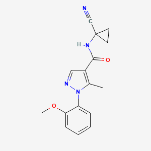 molecular formula C16H16N4O2 B2388269 N-(1-Cyanocyclopropyl)-1-(2-methoxyphenyl)-5-methylpyrazole-4-carboxamide CAS No. 2418680-26-7