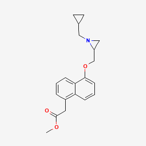 molecular formula C20H23NO3 B2388305 Methyl 2-[5-[[1-(cyclopropylmethyl)aziridin-2-yl]methoxy]naphthalen-1-yl]acetate CAS No. 2418649-02-0