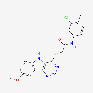 molecular formula C20H17ClN4O2S B2388356 N-(3-chloro-4-methylphenyl)-2-({8-methoxy-5H-pyrimido[5,4-b]indol-4-yl}sulfanyl)acetamide CAS No. 1116019-00-1