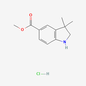 molecular formula C12H16ClNO2 B2388414 Methyl 3,3-dimethyl-1,2-dihydroindole-5-carboxylate;hydrochloride CAS No. 2247103-87-1
