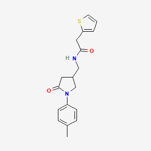 molecular formula C18H20N2O2S B2388429 N-((5-oxo-1-(p-tolyl)pyrrolidin-3-yl)methyl)-2-(thiophen-2-yl)acetamide CAS No. 955226-93-4