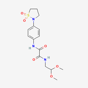 molecular formula C15H21N3O6S B2388473 N-(2,2-dimethoxyethyl)-N'-[4-(1,1-dioxo-1lambda6,2-thiazolidin-2-yl)phenyl]ethanediamide CAS No. 1105245-88-2