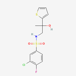 3-chloro-4-fluoro-N-(2-hydroxy-2-(thiophen-2-yl)propyl)benzenesulfonamide