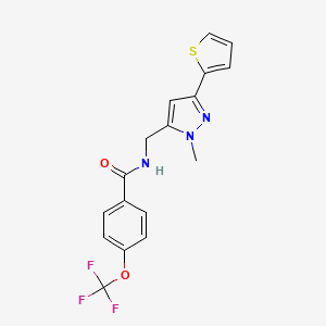 N-[(2-Methyl-5-thiophen-2-ylpyrazol-3-yl)methyl]-4-(trifluoromethoxy)benzamide