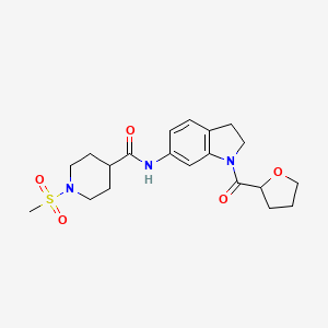 1-(methylsulfonyl)-N-(1-(tetrahydrofuran-2-carbonyl)indolin-6-yl)piperidine-4-carboxamide