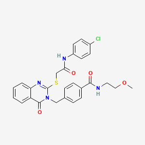 4-((2-((2-((4-chlorophenyl)amino)-2-oxoethyl)thio)-4-oxoquinazolin-3(4H)-yl)methyl)-N-(2-methoxyethyl)benzamide