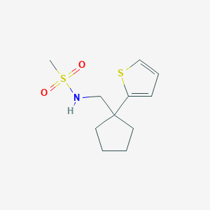 molecular formula C11H17NO2S2 B2388540 N-((1-(thiophen-2-yl)cyclopentyl)methyl)methanesulfonamide CAS No. 1210201-87-8